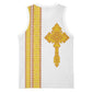 Habesha Motifs Ethiopia Basketball Jersey Tilet White Gold - African Pride