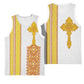 Habesha Motifs Ethiopia Basketball Jersey Tilet White Gold - African Pride