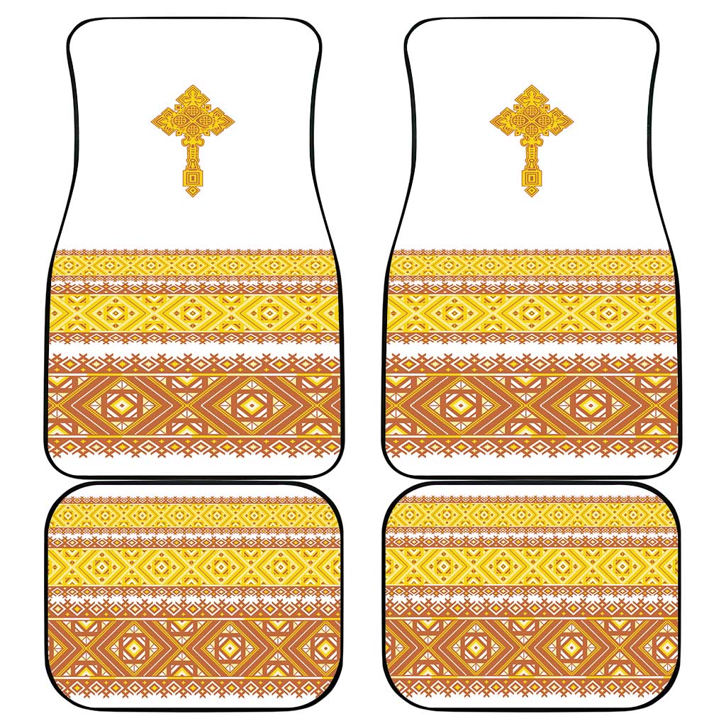 Habesha Motifs Ethiopia Car Mats Tilet White Gold