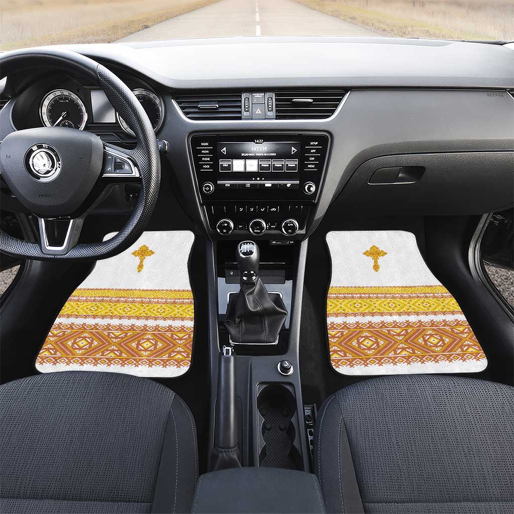 Habesha Motifs Ethiopia Car Mats Tilet White Gold