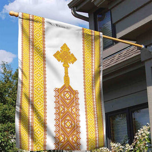 Habesha Motifs Ethiopia Garden Flag Tilet White Gold
