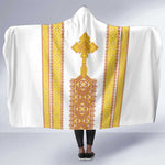 Habesha Motifs Ethiopia Hooded Blanket Tilet White Gold