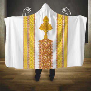 Habesha Motifs Ethiopia Hooded Blanket Tilet White Gold