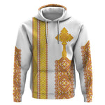 Habesha Motifs Ethiopia Hoodie Tilet White Gold