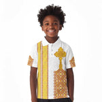Habesha Motifs Ethiopia Kid Polo Shirt Tilet White Gold