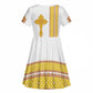 Habesha Motifs Ethiopia Kid Short Sleeve Dress Tilet White Gold