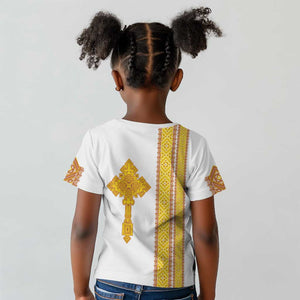 Habesha Motifs Ethiopia Kid T shirt Tilet White Gold