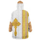 Habesha Motifs Ethiopia Kid Wearable Blanket Hoodie Tilet White Gold