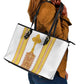Habesha Motifs Ethiopia Leather Tote Bag Tilet White Gold