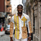 Habesha Motifs Ethiopia Long Sleeve Button Shirt Tilet White Gold