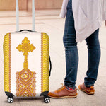 Habesha Motifs Ethiopia Luggage Cover Tilet White Gold