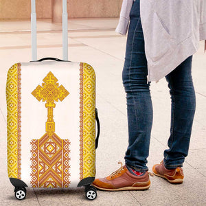 Habesha Motifs Ethiopia Luggage Cover Tilet White Gold