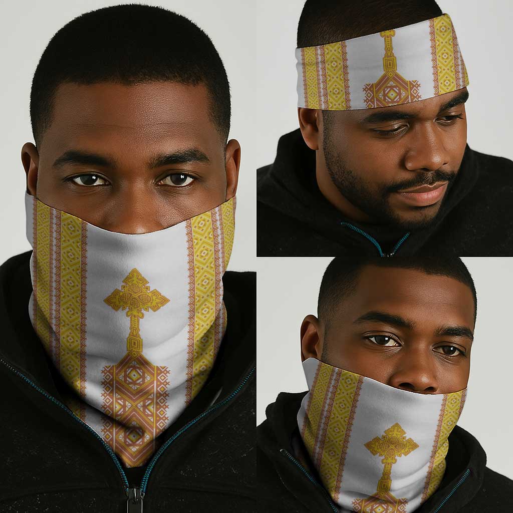 Habesha Motifs Ethiopia Neck Gaiter Tilet White Gold LT7