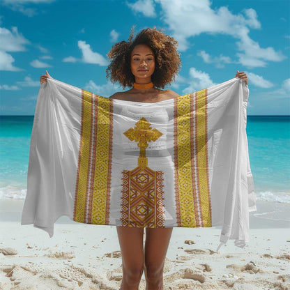 Habesha Motifs Ethiopia Sarong Tilet White Gold