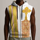 Habesha Motifs Ethiopia Sleeveless Zip Hoodie Tilet White Gold - African Pride