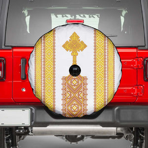 Habesha Motifs Ethiopia Spare Tire Cover Tilet White Gold