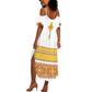 Habesha Motifs Ethiopia Summer Maxi Dress Tilet White Gold