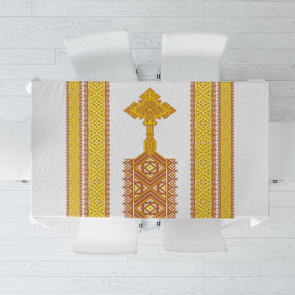 Habesha Motifs Ethiopia Tablecloth Tilet White Gold