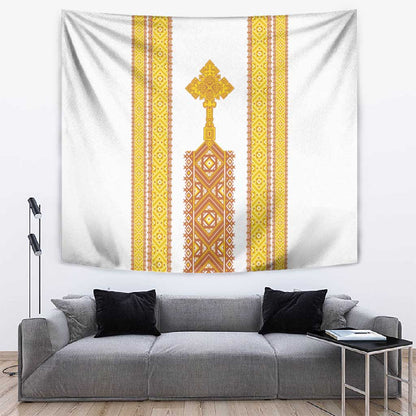 Habesha Motifs Ethiopia Tapestry Tilet White Gold