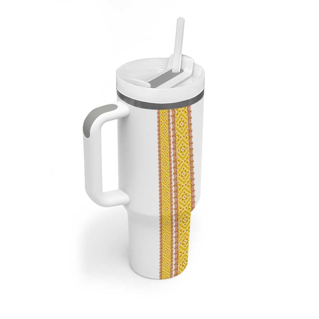 Habesha Motifs Ethiopia Tumbler With Handle Tilet White Gold