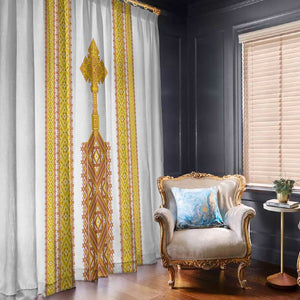 Habesha Motifs Ethiopia Window Curtain Tilet White Gold
