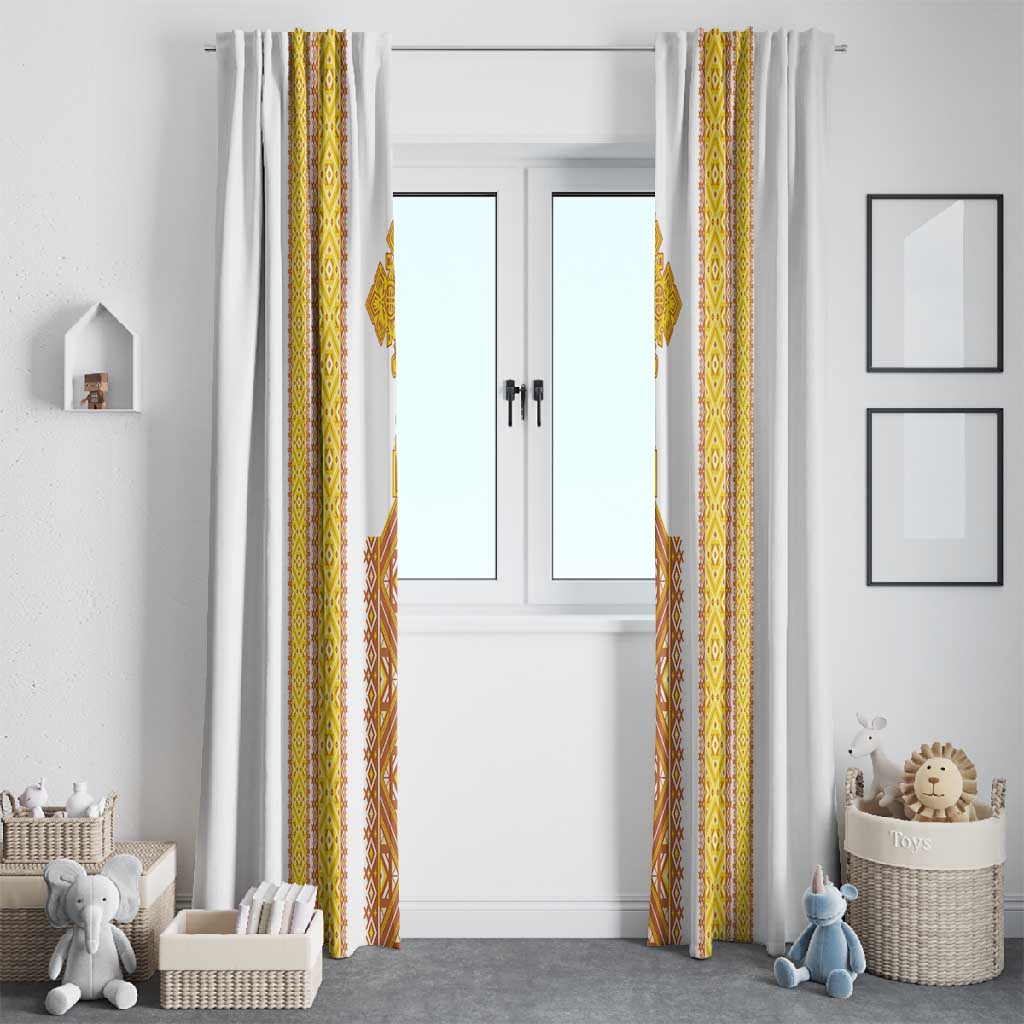 Habesha Motifs Ethiopia Window Curtain Tilet White Gold
