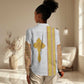Habesha Motifs Ethiopia Women Casual Shirt Tilet White Gold