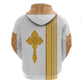 Habesha Motifs Ethiopia Zip Hoodie Tilet White Gold