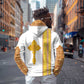 Habesha Motifs Ethiopia Zip Hoodie Tilet White Gold