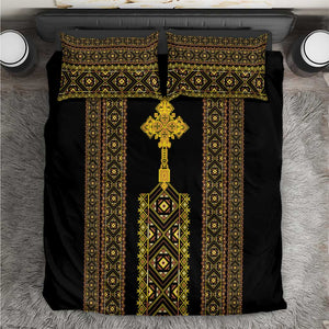 Habesha Motifs Ethiopia Bedding Set Tilet Black Gold