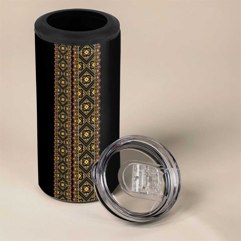 Habesha Motifs Ethiopia 4 in 1 Can Cooler Tumbler Tilet Black Gold
