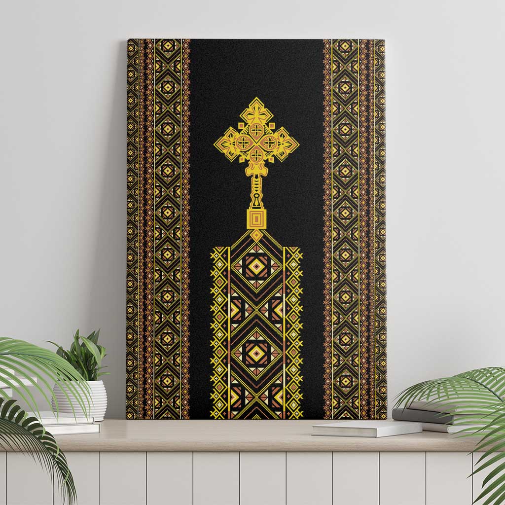 Habesha Motifs Ethiopia Canvas Wall Art Tilet Black Gold