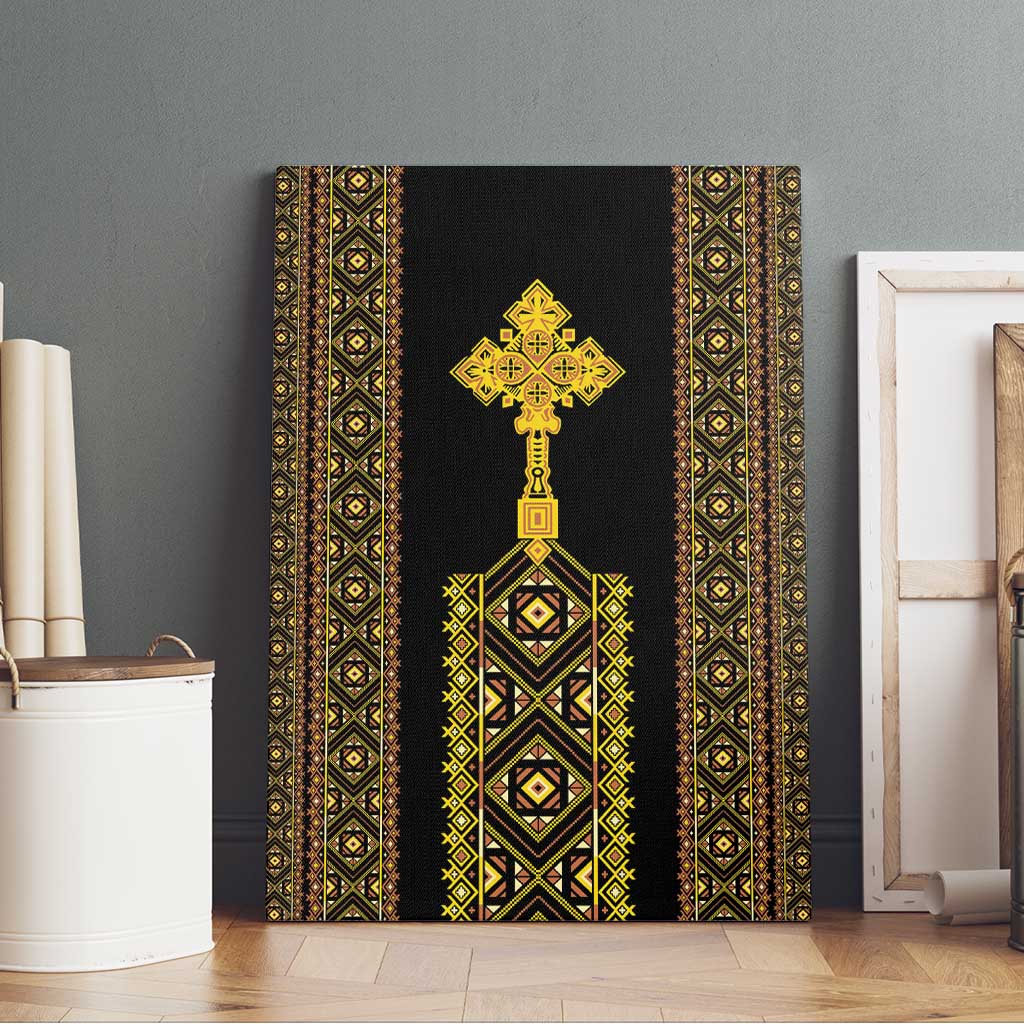 Habesha Motifs Ethiopia Canvas Wall Art Tilet Black Gold