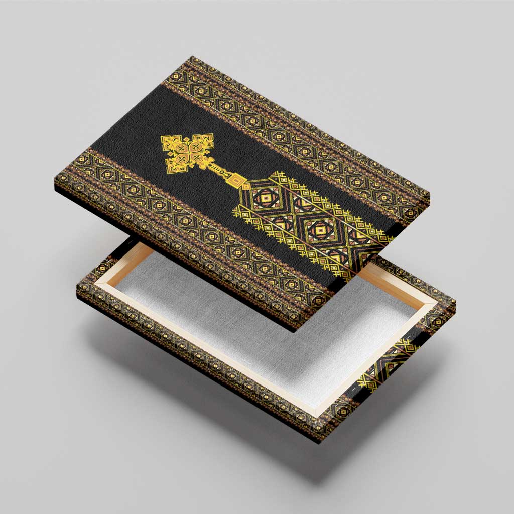 Habesha Motifs Ethiopia Canvas Wall Art Tilet Black Gold