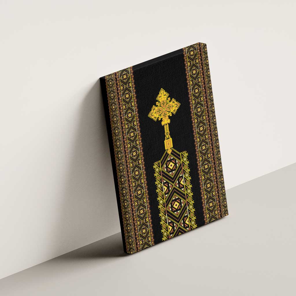Habesha Motifs Ethiopia Canvas Wall Art Tilet Black Gold
