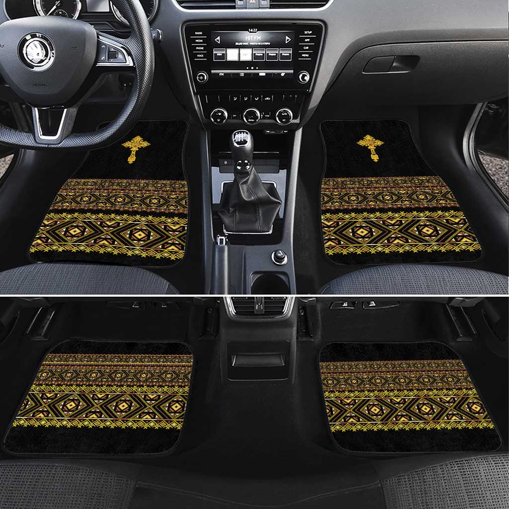 Habesha Motifs Ethiopia Car Mats Tilet Black Gold
