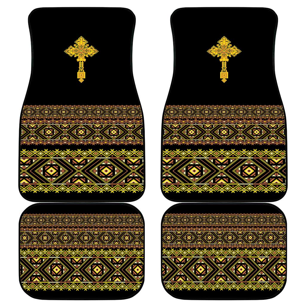Habesha Motifs Ethiopia Car Mats Tilet Black Gold