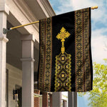 Habesha Motifs Ethiopia Garden Flag Tilet Black Gold