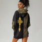 Habesha Motifs Ethiopia Hoodie Dress Tilet Black Gold