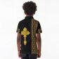 Habesha Motifs Ethiopia Kid Polo Shirt Tilet Black Gold