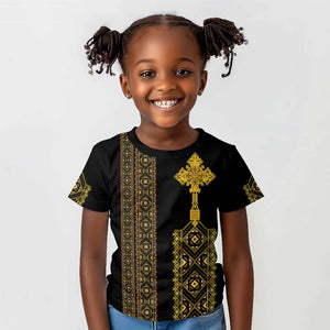Habesha Motifs Ethiopia Kid T shirt Tilet Black Gold