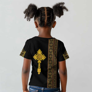 Habesha Motifs Ethiopia Kid T shirt Tilet Black Gold