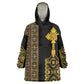 Habesha Motifs Ethiopia Kid Wearable Blanket Hoodie Tilet Black Gold