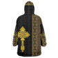 Habesha Motifs Ethiopia Kid Wearable Blanket Hoodie Tilet Black Gold