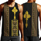 Habesha Motifs Ethiopia Men Tank Top Tilet Black Gold