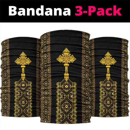 Habesha Motifs Ethiopia Neck Gaiter Tilet Black Gold LT7