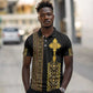 Habesha Motifs Ethiopia Polo Shirt Tilet Black Gold