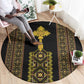Habesha Motifs Ethiopia Round Carpet Tilet Black Gold