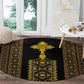 Habesha Motifs Ethiopia Round Carpet Tilet Black Gold