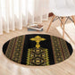 Habesha Motifs Ethiopia Round Carpet Tilet Black Gold